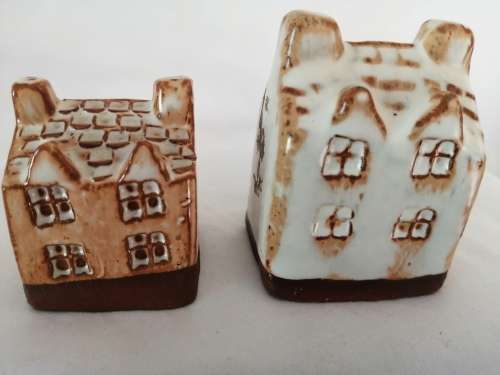 Miniature House - Two tall Clay Glazed Houses