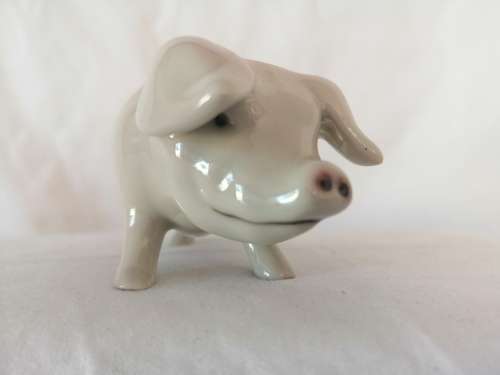 Vintage Royal Dux  Pig Figurine white