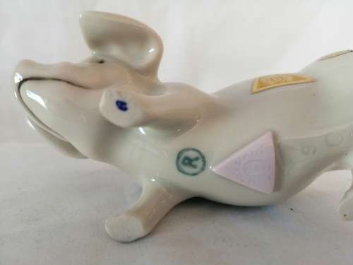 Vintage Royal Dux  Pig Figurine white