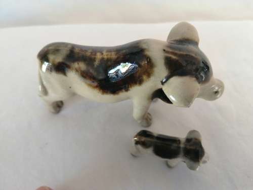Vintage Two Pottery Glazed Pigs