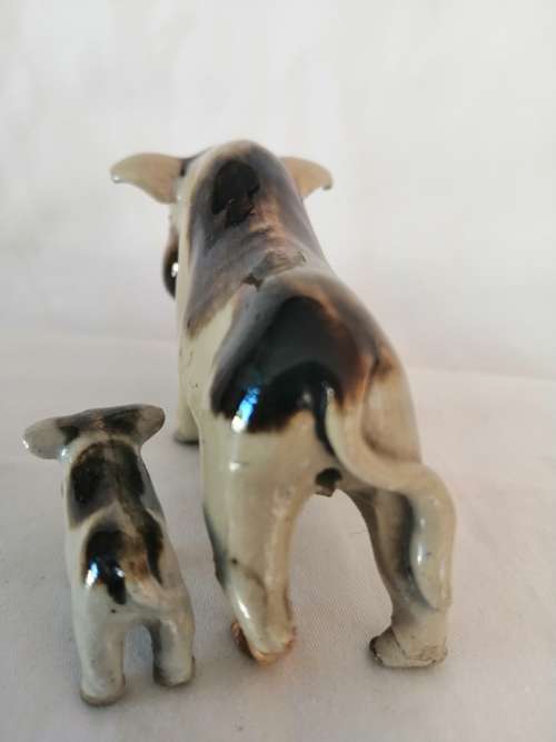 Vintage Two Pottery Glazed Pigs