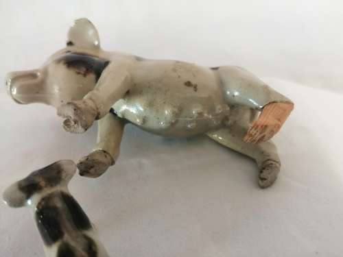 Vintage Two Pottery Glazed Pigs