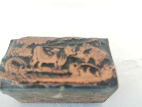 Very old Copper Wooden Ink Block Pigs