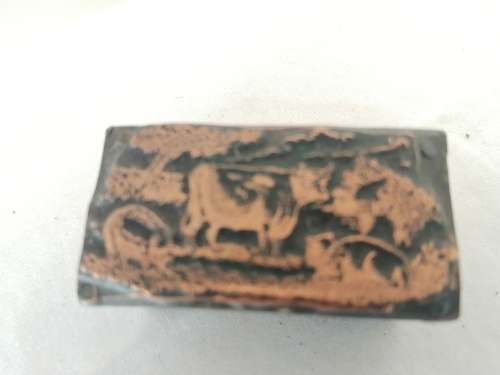 Very old Copper Wooden Ink Block Pigs