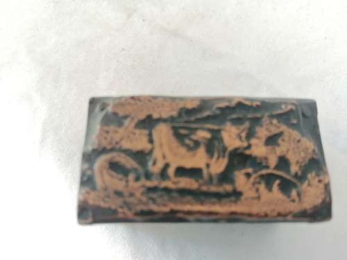Very old Copper Wooden Ink Block Pigs