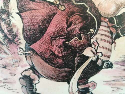 Illustrators original Watercolour Pig pirate 1975 signed