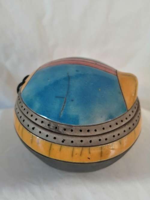Large Round Lidded Raku Trinket Box