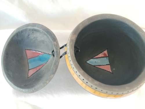 Large Round Lidded Raku Trinket Box