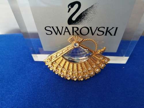 Swarovski Crystal-18k Gold-Plated SPANISH FAN BROOCH