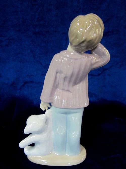 Nao Porcelain by Lladro Sleepy Head Boy Sleepy Holding Teddy Bear