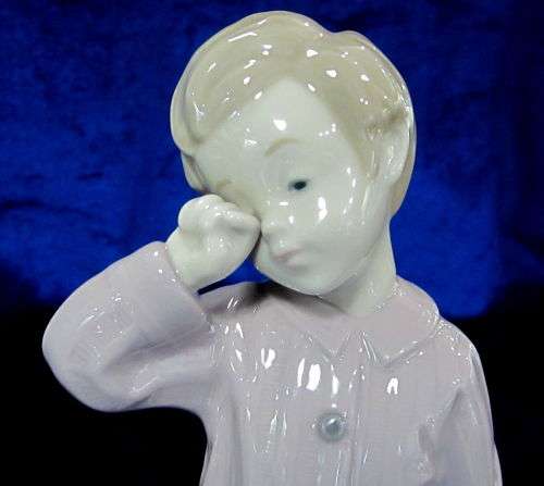 Nao Porcelain by Lladro Sleepy Head Boy Sleepy Holding Teddy Bear