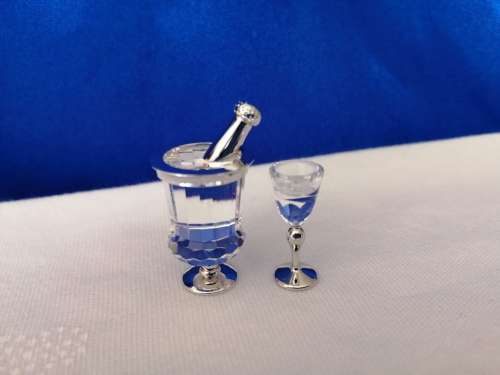 Swarovski Crystal Memories Champagne Bucket and Flute Rhodium