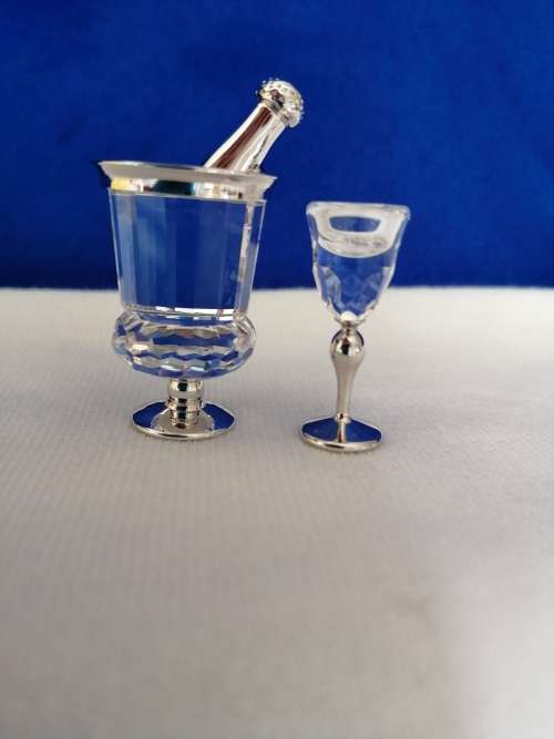 Swarovski Crystal Memories Champagne Bucket and Flute Rhodium