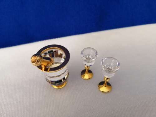 Swarovski Crystal Memories Champagne Bucket and Flutes Gold Plated
