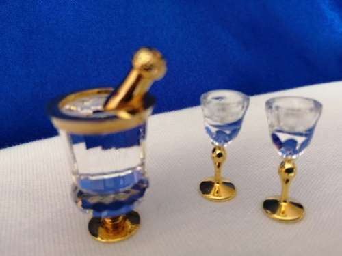 Swarovski Crystal Memories Champagne Bucket and Flutes Gold Plated