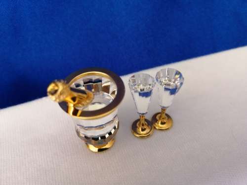 Swarovski Crystal Memories Champagne Bucket and Flutes Gold Plated