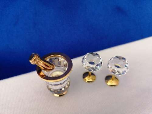 Swarovski Crystal Memories Champagne Bucket and Flutes Gold Plated