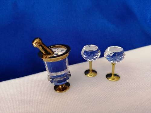 Swarovski Crystal Memories Champagne Bucket and Flutes Gold Plated