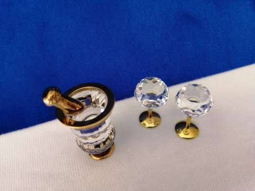 Swarovski Crystal Memories Champagne Bucket and Flutes Gold Plated