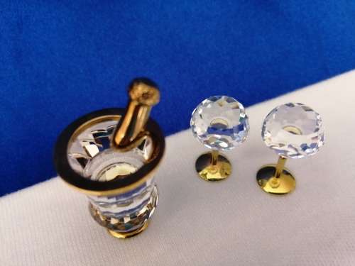Swarovski Crystal Memories Champagne Bucket and Flutes Gold Plated