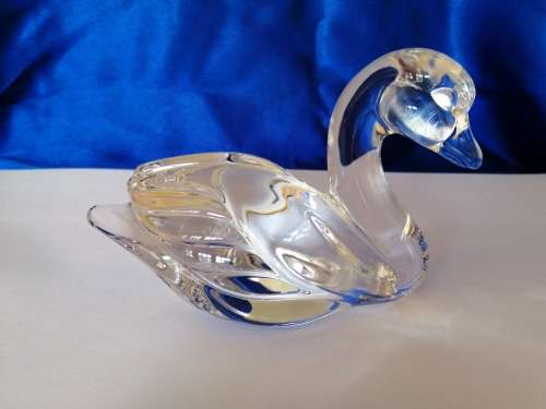Vintage German PETS Clear Glass Lead Crystal DUCK