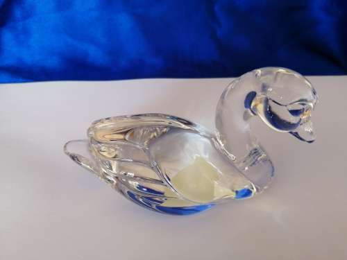 Vintage German PETS Clear Glass Lead Crystal DUCK