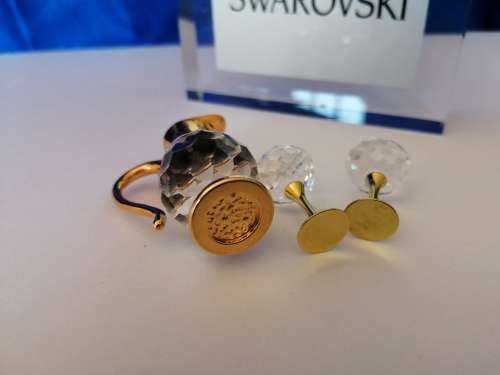 GENUINE Swarovski Crystal  MEMORIES LOVELY JUG WITH TWO GLASSES  GOLD PLATED