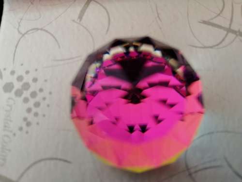 SWAROVSKI CRYSTAL STUNNING COLOUR PINK ORANGE YELLOW TO GREEN PAPERWEIGHT