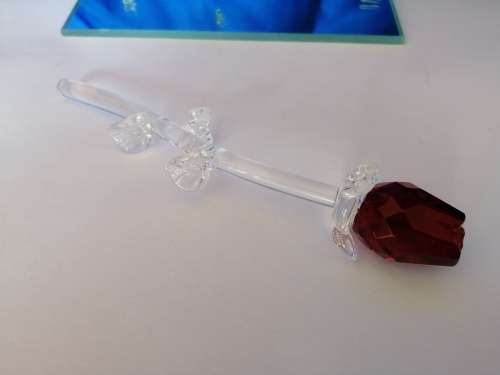 Stunning Crystal Glass Red Rose on Mirror