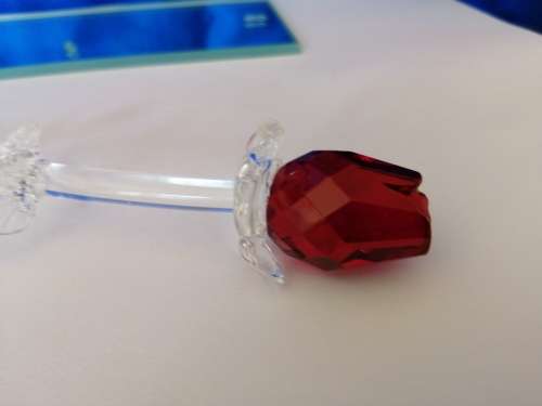 Stunning Crystal Glass Red Rose on Mirror
