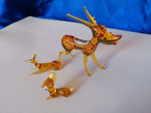 Stunning vintage blown glass Bambi family