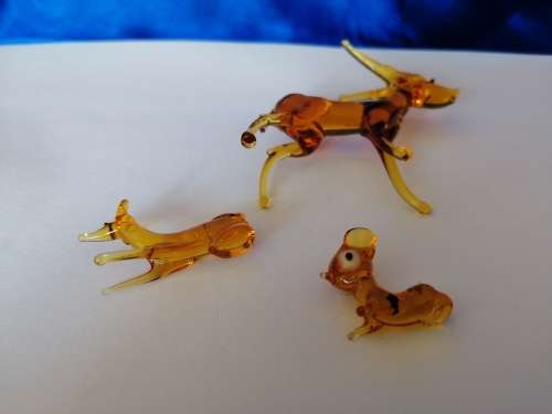 Stunning vintage blown glass Bambi family
