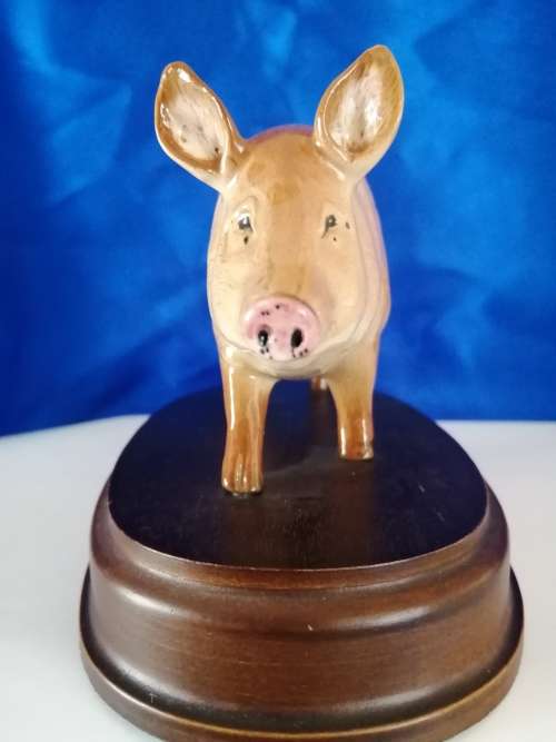 Royal Doulton Tamworth Pig on wooden plinth