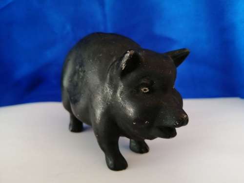 Vintage Chubby Black Pig Piggybank Moneybox *
