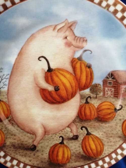 Stunning Pig Piggy Plate for Display