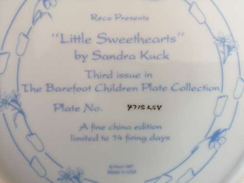 RECO BRADFORD Little Sweethearts Plate The Barefoot Children's Collection
