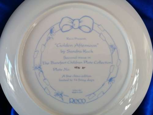 RECO BRADFORD Golden Afternoon Plate The Barefoot Children's Collection