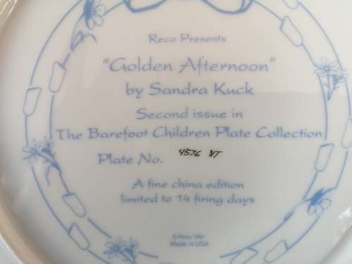 RECO BRADFORD Golden Afternoon Plate The Barefoot Children's Collection