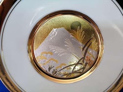 Hamilton Collection Japanese floral calendar Late Autumn Chokin plate 23K gold trim