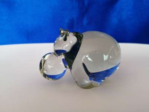 Ngwenya Recycled Glass Swaziland Handmade Hippo Figurine - Paperweight