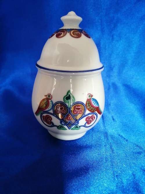 Elizabeth Arden Porcelain BYZANTIUM Lidded Vanity Jar Container LOVE BIRDS MOTIF #