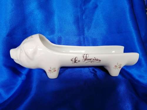 Sausage serving dish, in Porcelain Française de la Maison "FD CHAUVIGNY"