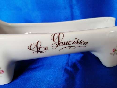 Sausage serving dish, in Porcelain Française de la Maison "FD CHAUVIGNY"