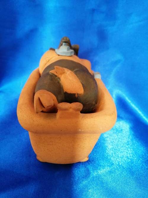 Vintage Large Pottery Pig having a Bath