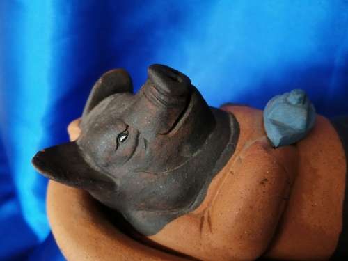 Vintage Large Pottery Pig having a Bath