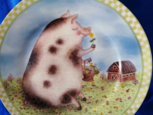 Stunning Pig Piggy Plate for Display