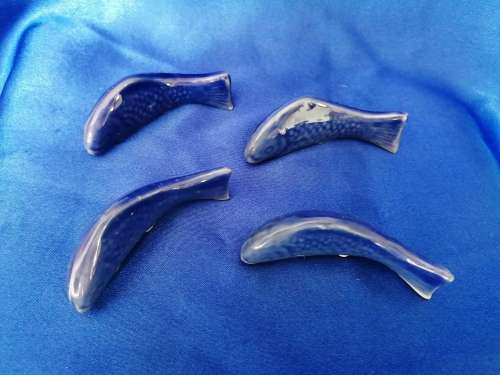 4 x Blue Ceramic Carp or Koi Fish Figures