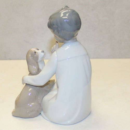 Retired Lladro 4522 Shh Quiet Puppy Young Boy with Cocker Spaniel Dog Figurine