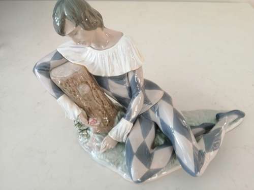 Rare Lladro 5128 Harlequin Reclining By Salvador Furio 1989