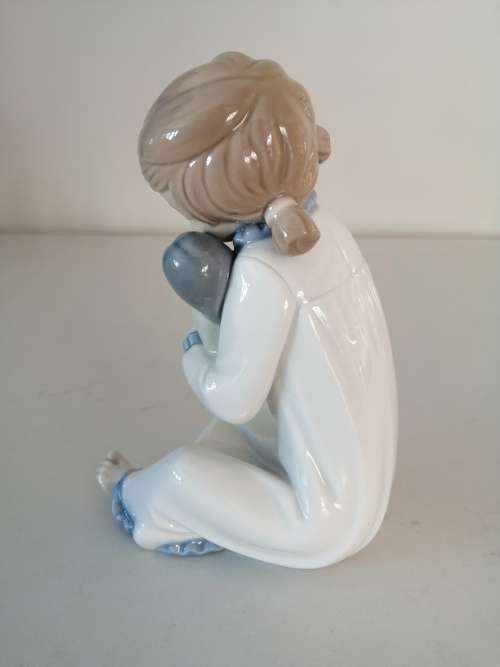 Nao by Lladro figurine, `Girl with Pigtails and Baby Doll` #5102